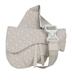 Oblique Jacquard Saddle, Mens, Canvas, Grey/Beige, 16-BO-0262, DB, 3*